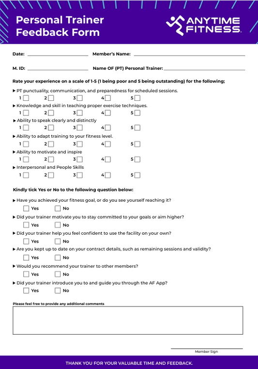 PT Feedback Form Book