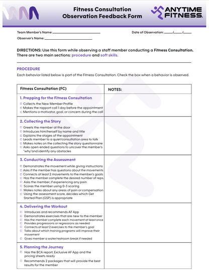 Fitness Consultation (Collecting the story) Book