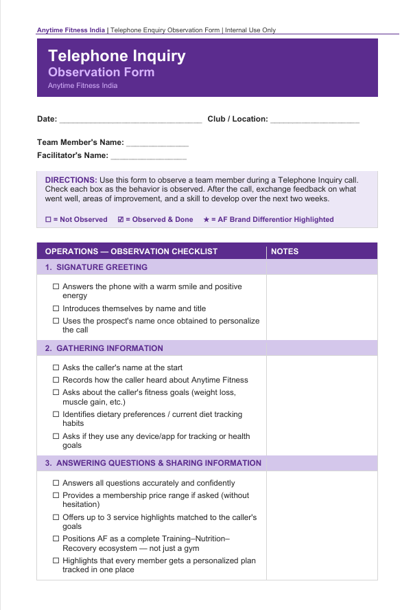 Telephone Inquiry Form Book