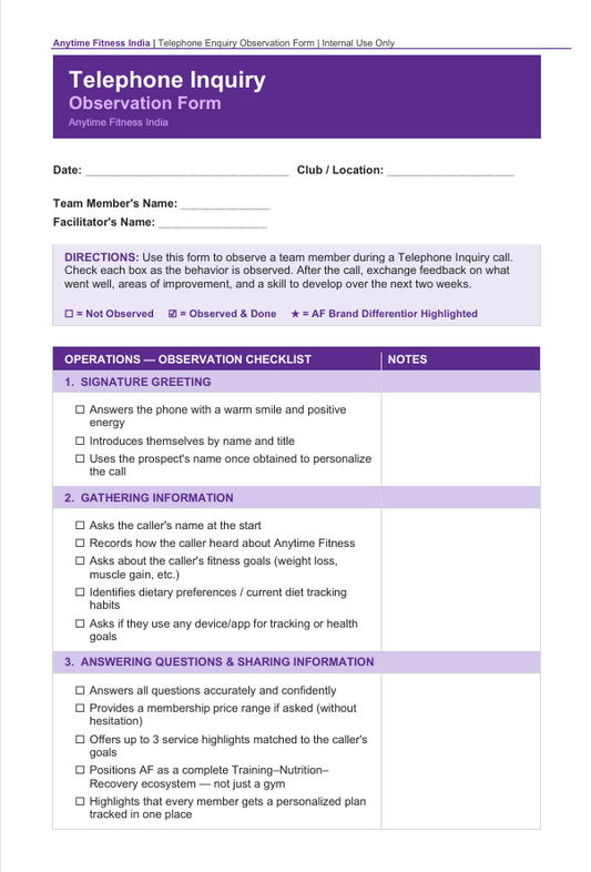 Telephone Inquiry Form Book