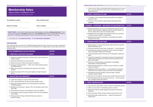 Sales Observation Form Book