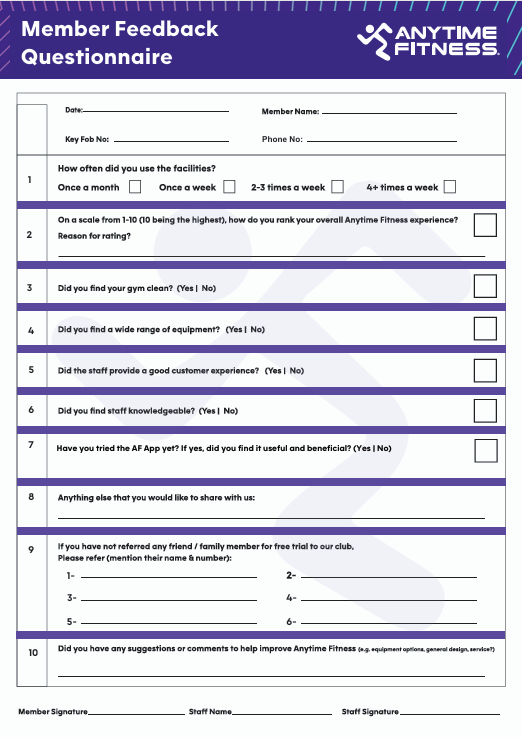 Member Feedback Form Book